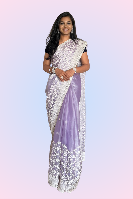 Pastel Purple Soft Organza Saree