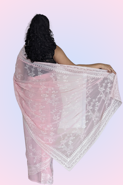 Soft Pink Georgette Saree