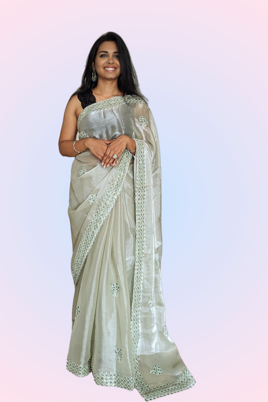 Pastel Green Jimmy Choo Saree