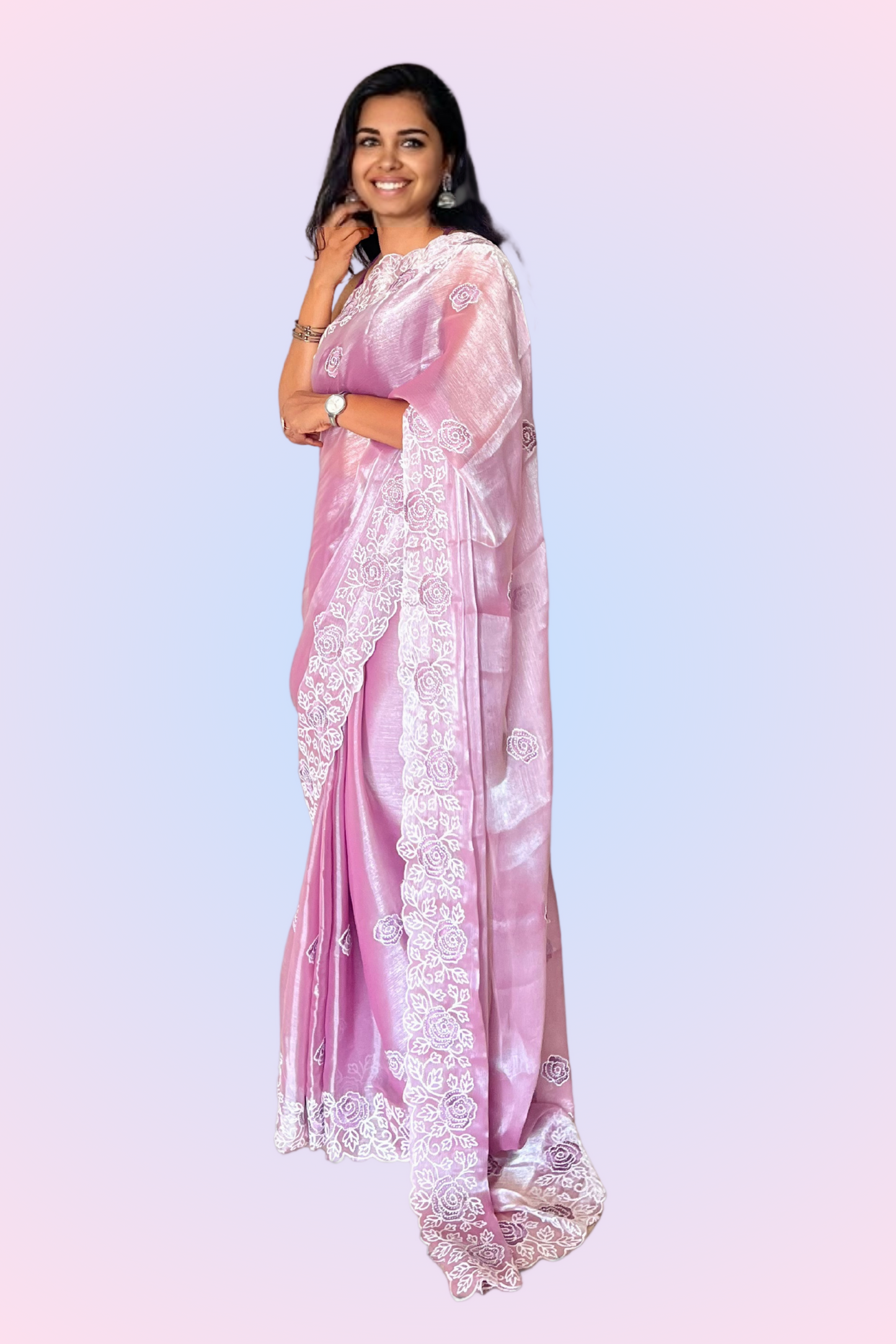 Pearl Pink Soft Organza Saree