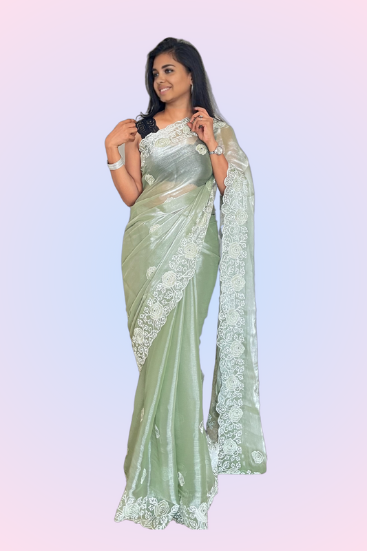 Aloe Green Soft Organza Saree