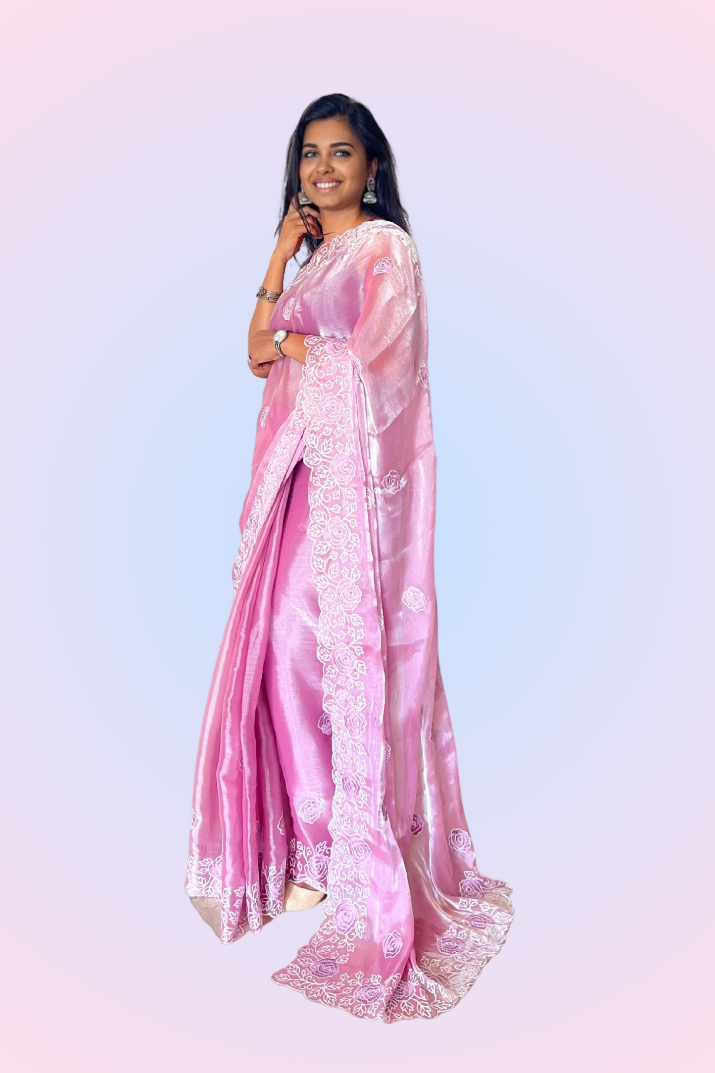 Princess Pink Soft Organza Saree