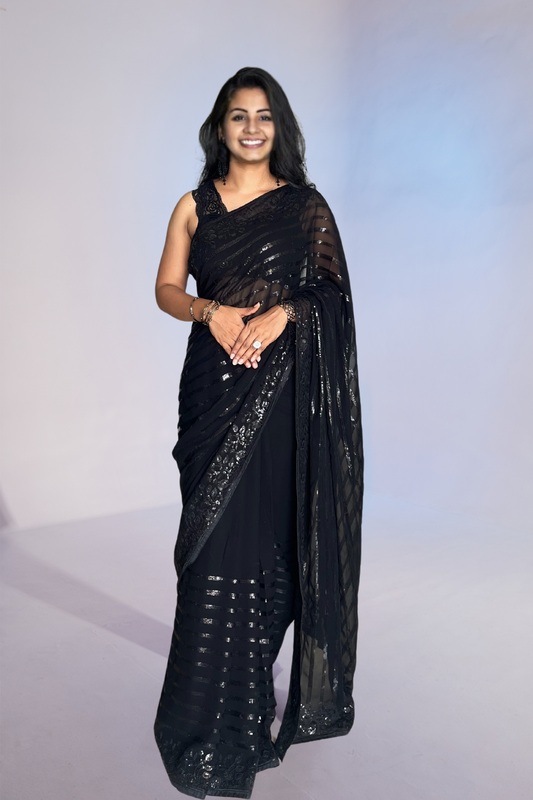 Stunning Black Georgette Saree