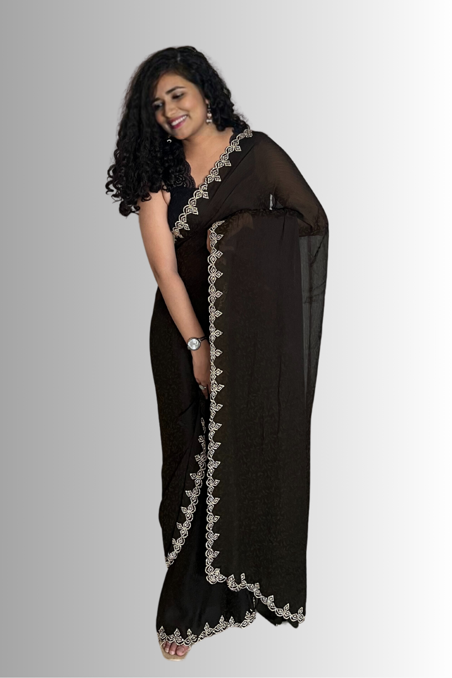 Olive Green Luxury Satin Saree