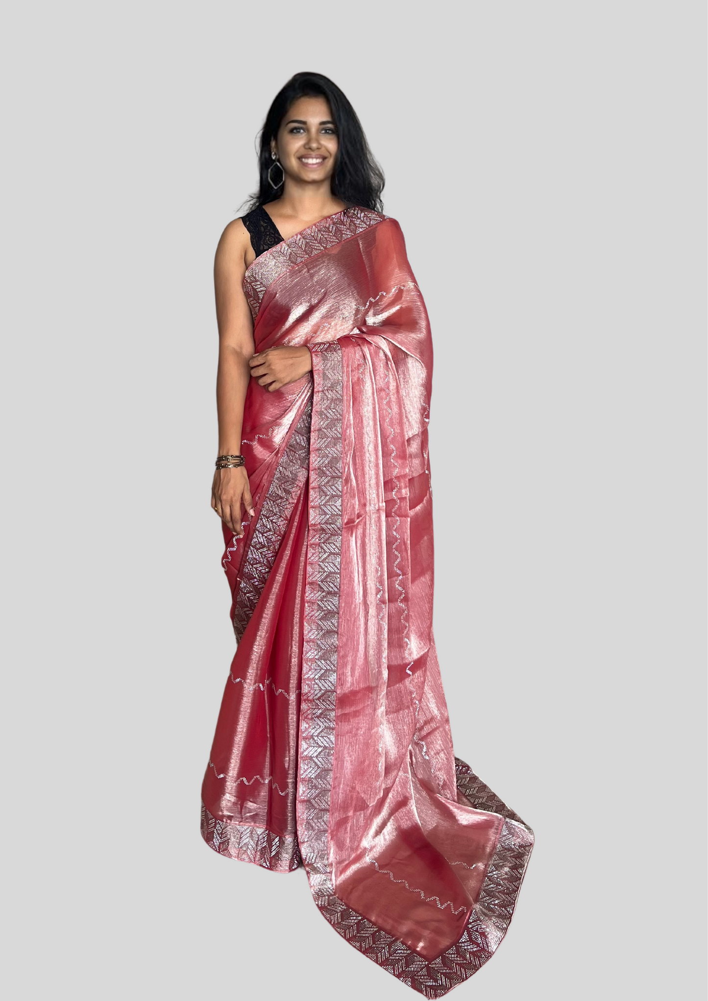 Rusty Orange Art Organza Saree