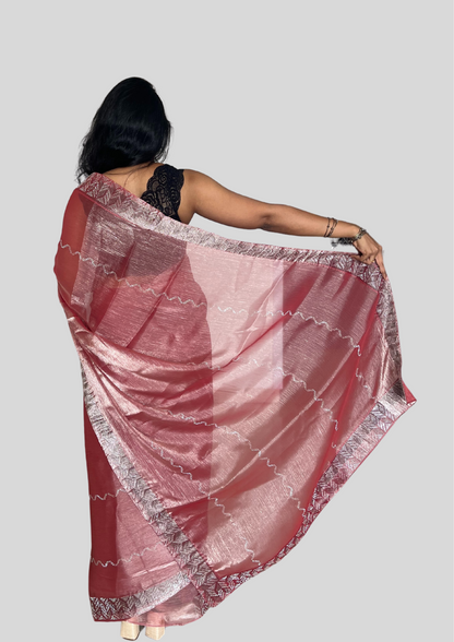 Rusty Orange Art Organza Saree