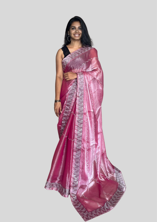 Onion Pink Art Organza Saree