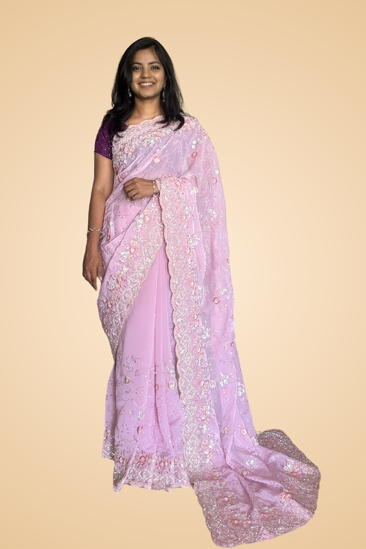 Pink Sky Royal Silk Saree