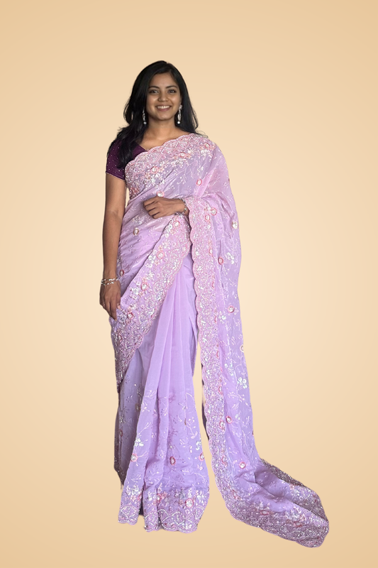 Light Lavender Royal Silk Saree