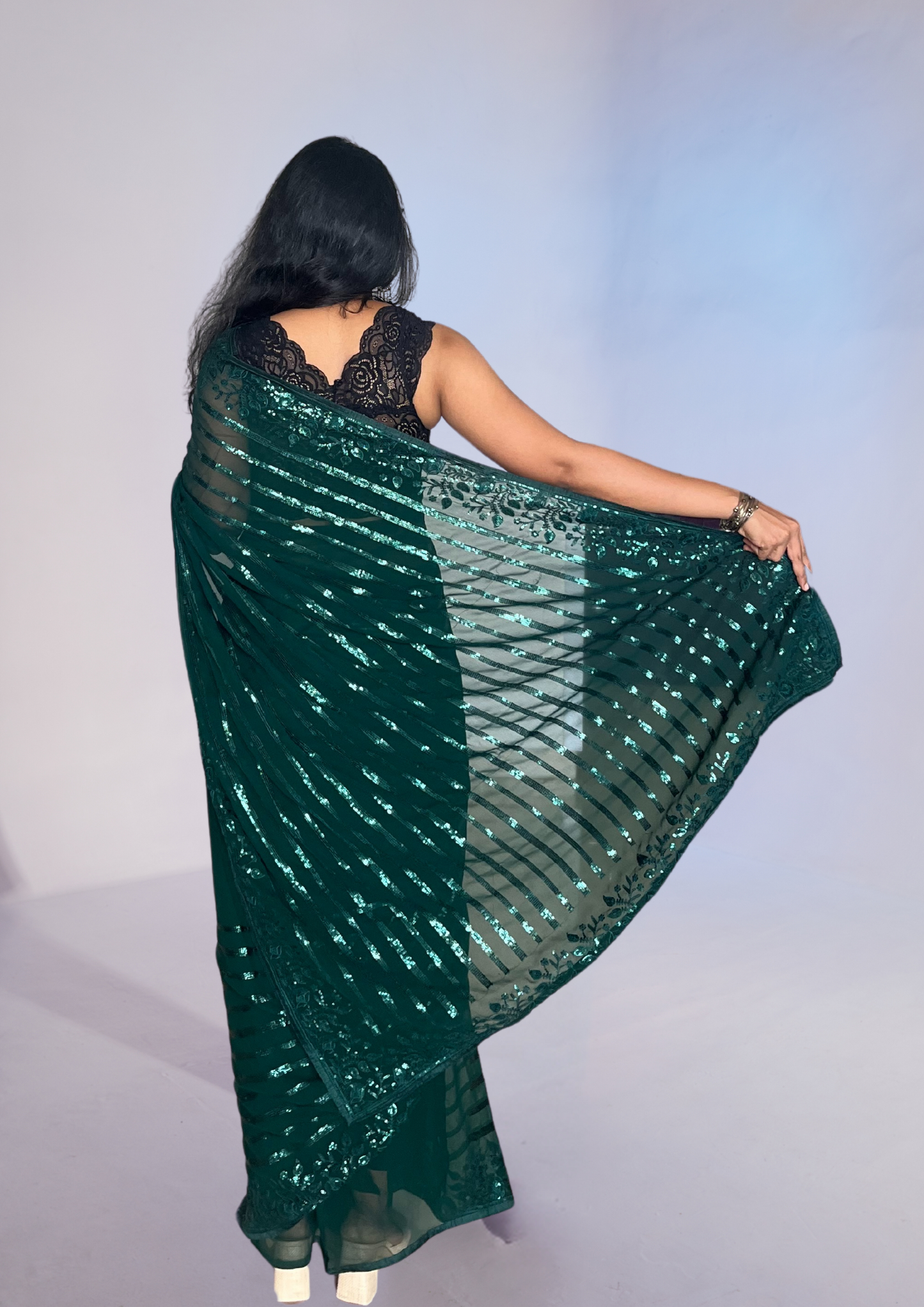 Forest Green Georgette Saree