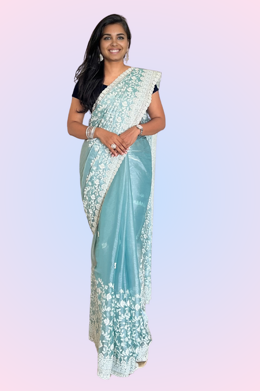 Sky Blue Soft Organza Saree