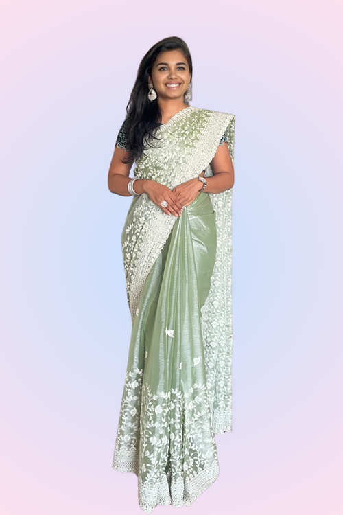 Fern Green Soft Organza Saree