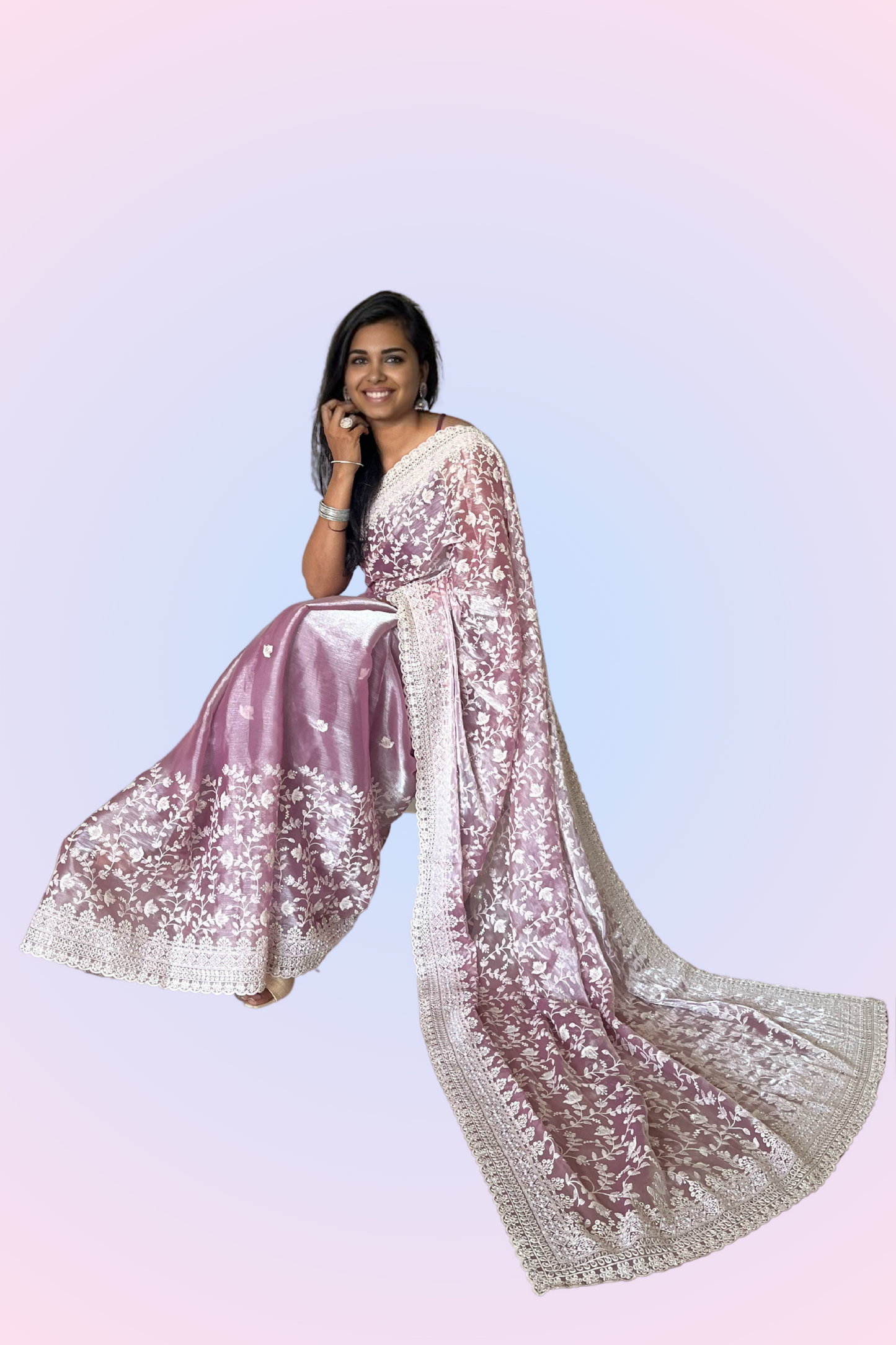 Valentine Pink Soft Organza Saree