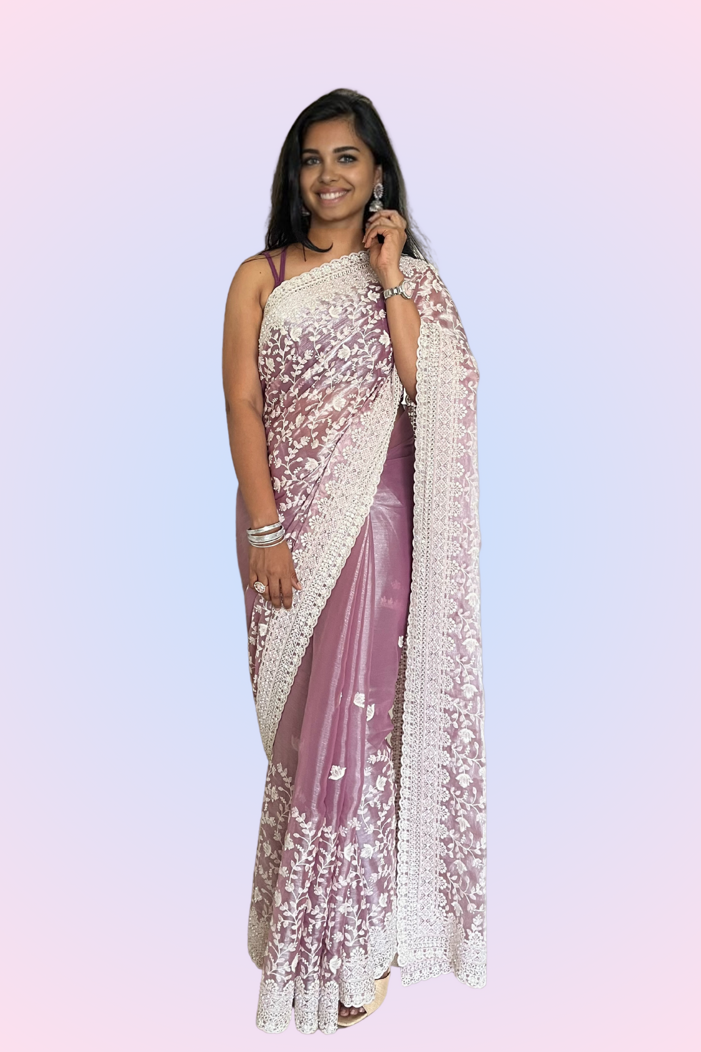 Valentine Pink Soft Organza Saree