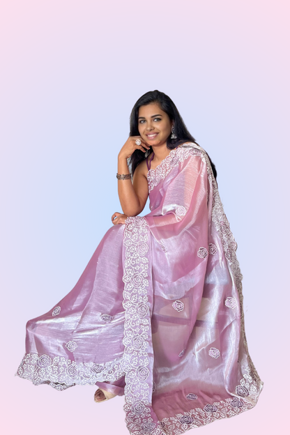 Pearl Pink Soft Organza Saree