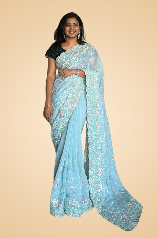 Sky Blue Royal Silk Saree